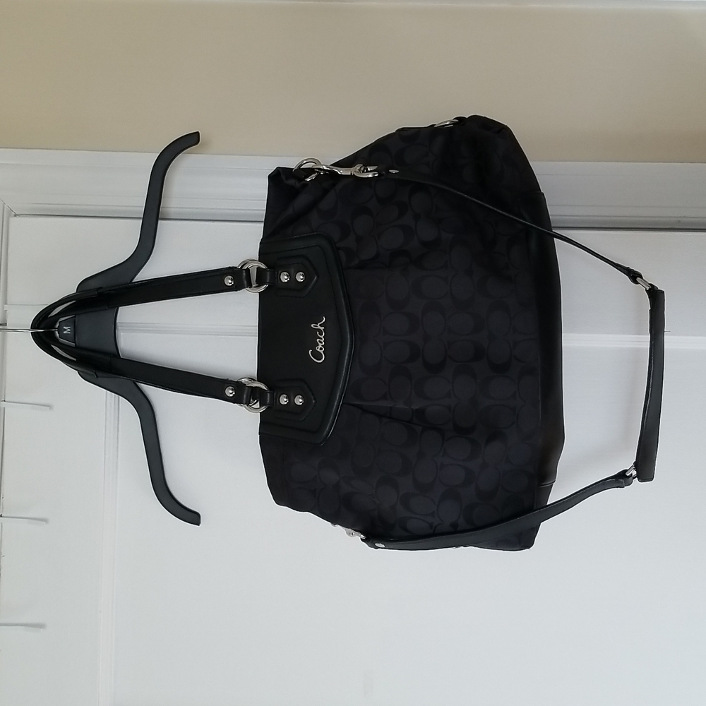 Coach Ashley Signature Large Black Shoulder Bag #J1281-F19244